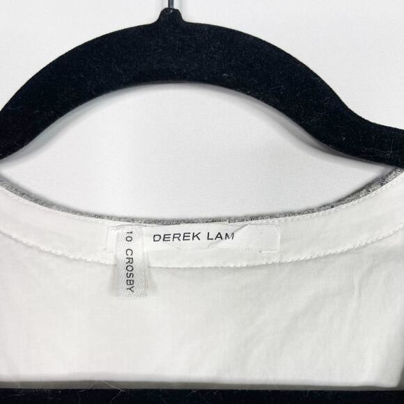 Derek Lam 10 Crosby Large L Gray White Wool Cotton Tiered Layered Tank Top Split - Picture 6 of 9